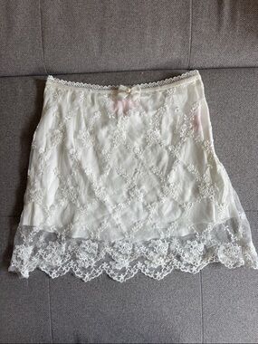 Dolls Kill Sugar Thrillz Count The Ways Lace Skirt White